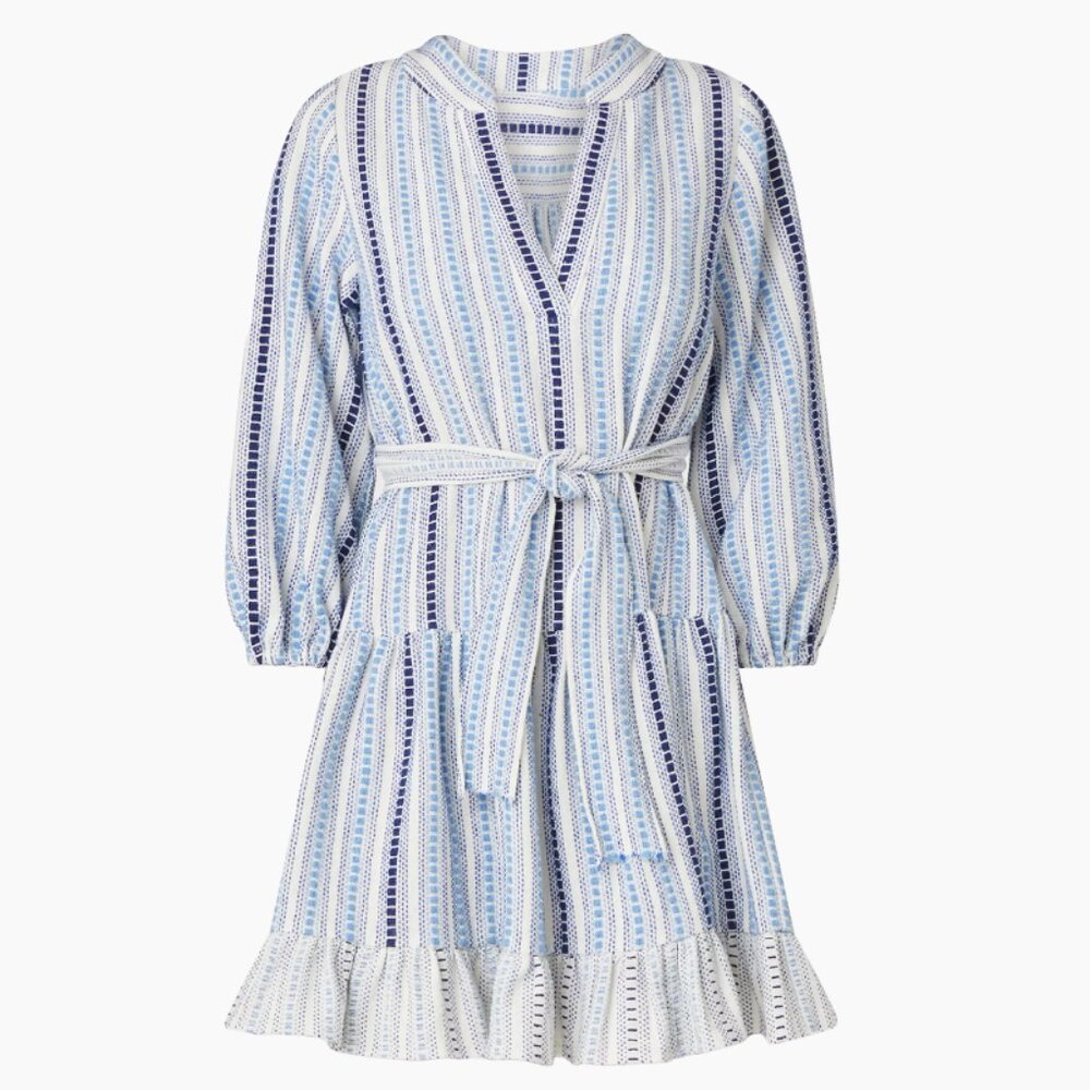 Shoshanna Umbrella Striped Tiered Minidress